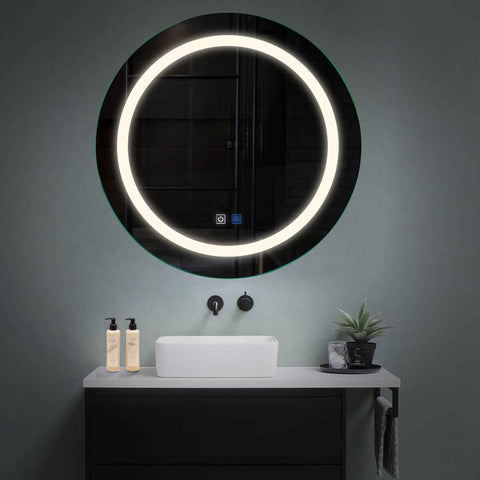 Round LED Mirror | Touch Buttons | Anti-Fog Function | Neutral White Light - Reyze Salono Series Model 1