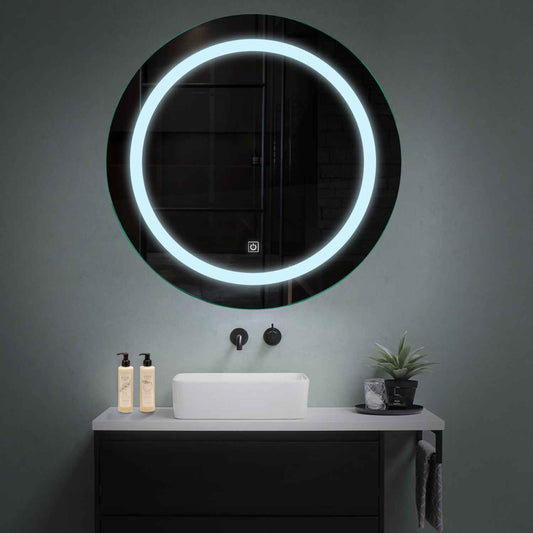 Round LED Mirror | Touch Button | Cool White Light - Reyze Salono Series Model 1