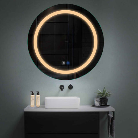 Round LED Mirror | Touch Buttons | Anti-Fog Function | Warm White Light - Reyze Salono Series Model 1
