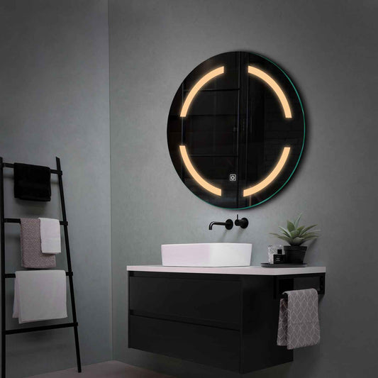 Round LED Mirror | Touch Button | Warm White Light - Reyze Salono Series Model 2