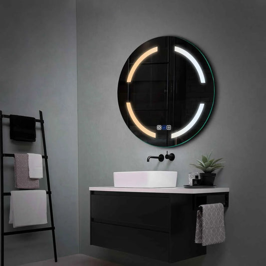 Round LED Mirror | Touch Buttons | Anti-Fog Function | Adjustable Color Temperature - Reyze Salono Series Model 2