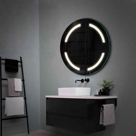 Round LED Mirror | Wall Switch Control | Neutral White Light - Reyze Salono Series Model 2