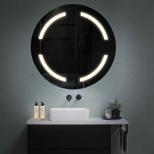 Round LED Mirror | Wall Switch Control | Neutral White Light - Reyze Salono Series Model 2