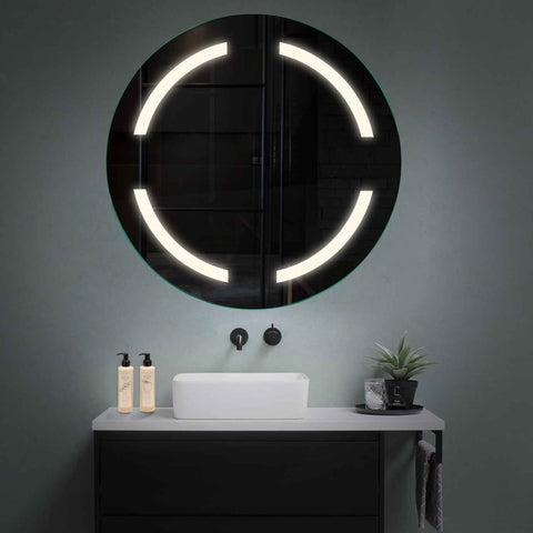 Round LED Mirror | Wall Switch Control | Neutral White Light - Reyze Salono Series Model 2