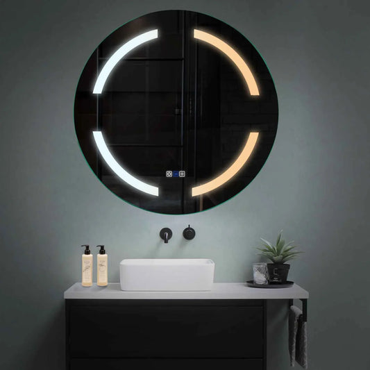 Round LED Mirror | Touch Buttons | Anti-Fog Function | Adjustable Color Temperature - Reyze Salono Series Model 2
