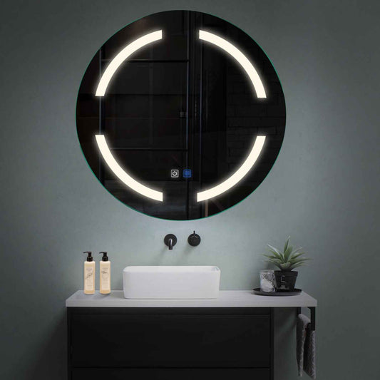 Round LED Mirror | Touch Buttons | Anti-Fog Function | Neutral White Light - Reyze Salono Series Model 2