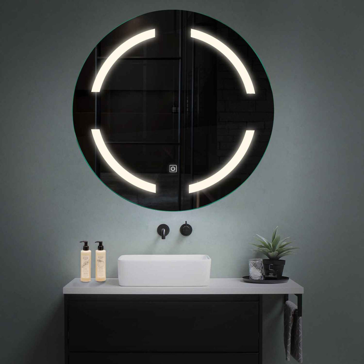 Round LED Mirror | Touch Button | Neutral White Light - Reyze Salono Series Model 2