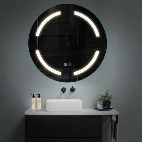 Round LED Mirror | Touch Buttons | Anti-Fog Function | Neutral White Light - Reyze Salono Series Model 2