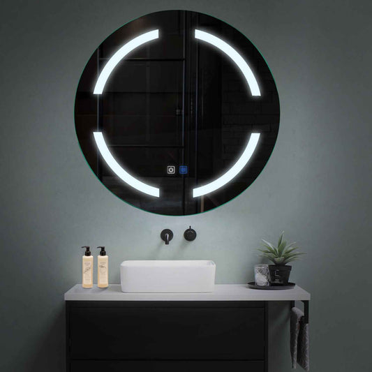 Round LED Mirror | Touch Buttons | Anti-Fog Function | Cool White Light - Reyze Salono Series Model 2