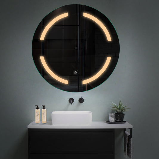 Round LED Mirror | Touch Button | Warm White Light - Reyze Salono Series Model 2