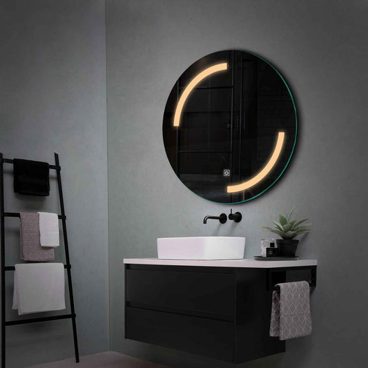 Round LED Mirror | Touch Button | Warm White Light - Reyze Salono Series Model 3