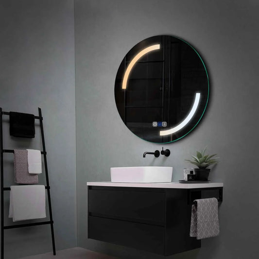 Round LED Mirror | Touch Buttons | Anti-Fog Function | Adjustable Color Temperature - Reyze Salono Series Model 3