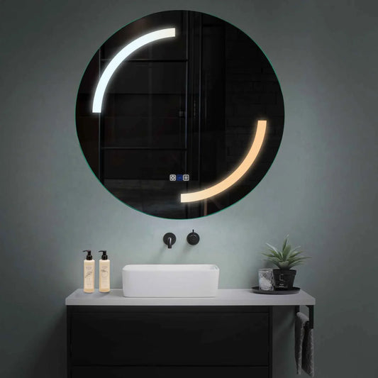 Round LED Mirror | Touch Buttons | Anti-Fog Function | Adjustable Color Temperature - Reyze Salono Series Model 3