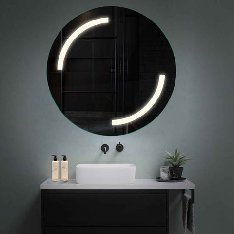 Round LED Mirror | Wall Switch Control | Neutral White Light - Reyze Salono Series Model 3