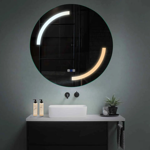 Round LED Mirror | Touch Buttons | Anti-Fog Function | Adjustable Color Temperature - Reyze Salono Series Model 3