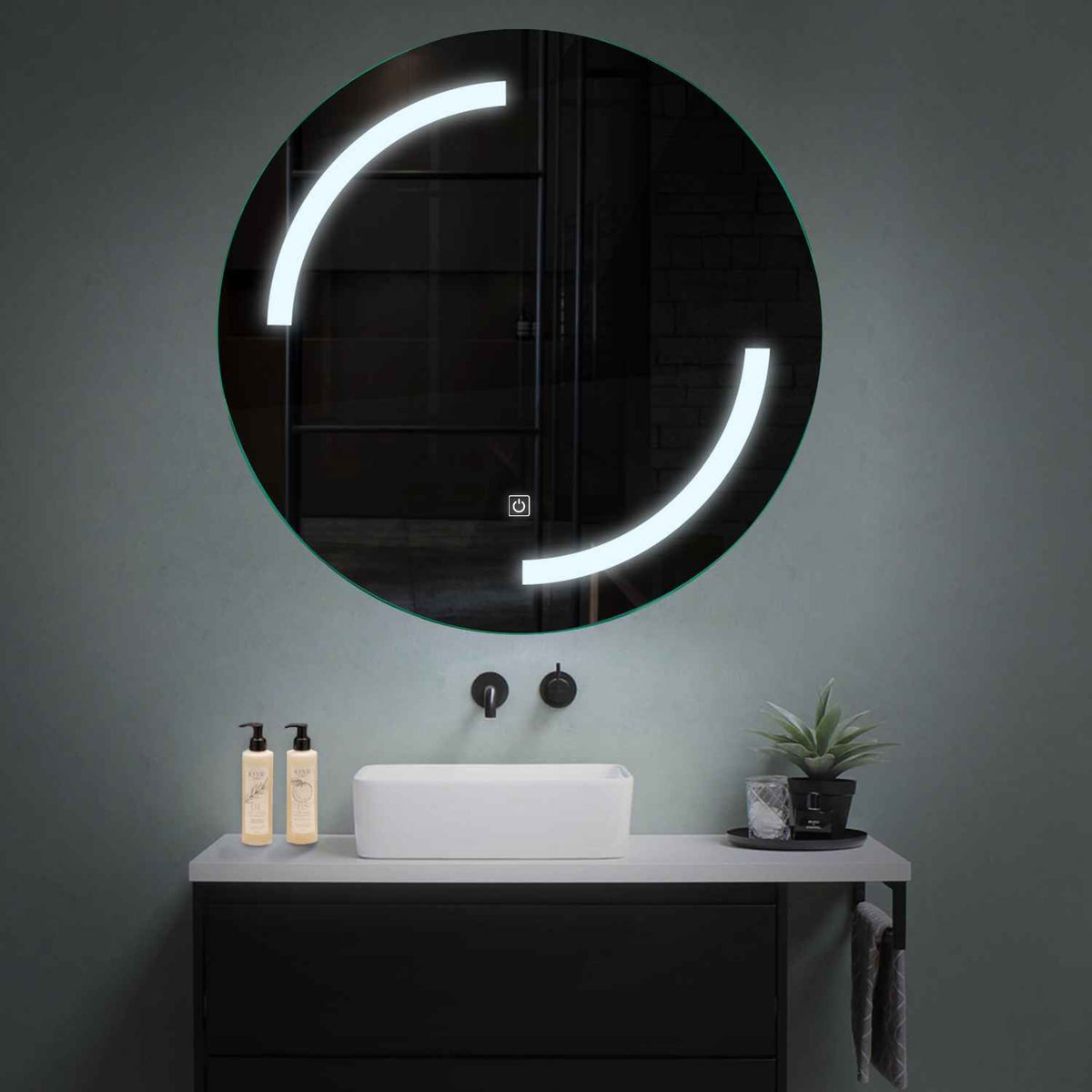 Round LED Mirror | Touch Button | Cool White Light - Reyze Salono Series Model 3