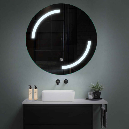 Round LED Mirror | Touch Button | Cool White Light - Reyze Salono Series Model 3