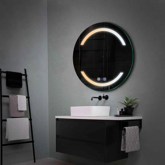 Round LED Mirror | Touch Buttons | Anti-Fog Function | Adjustable Color Temperature - Reyze Salono Series Model 4