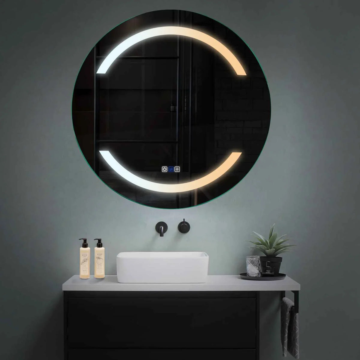 Round LED Mirror | Touch Buttons | Anti-Fog Function | Adjustable Color Temperature - Reyze Salono Series Model 4