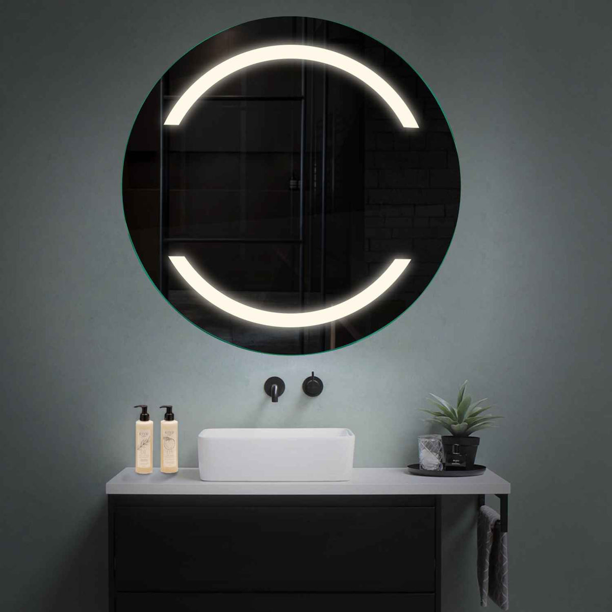 Round LED Mirror | Wall Switch Control | Neutral White Light - Reyze Salono Series Model 4