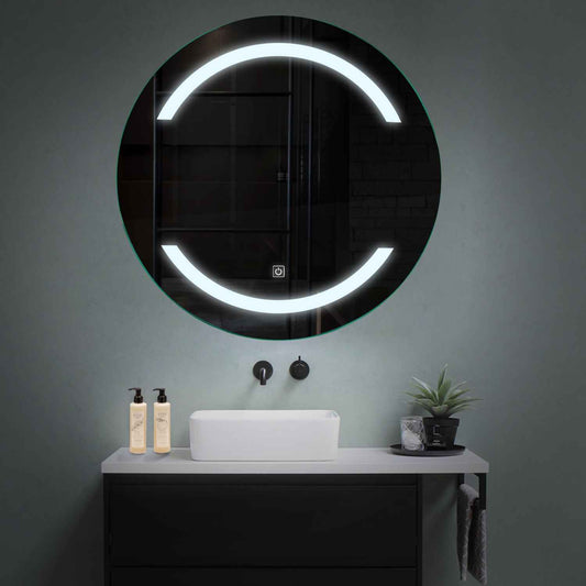 Round LED Mirror | Touch Button | Cool White Light - Reyze Salono Series Model 4
