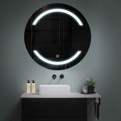 Round LED Mirror | Touch Button | Cool White Light - Reyze Salono Series Model 4
