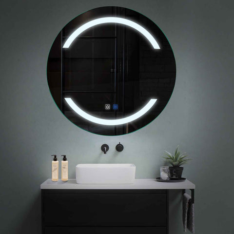 Round LED Mirror | Touch Buttons | Anti-Fog Function | Cool White Light - Reyze Salono Series Model 4