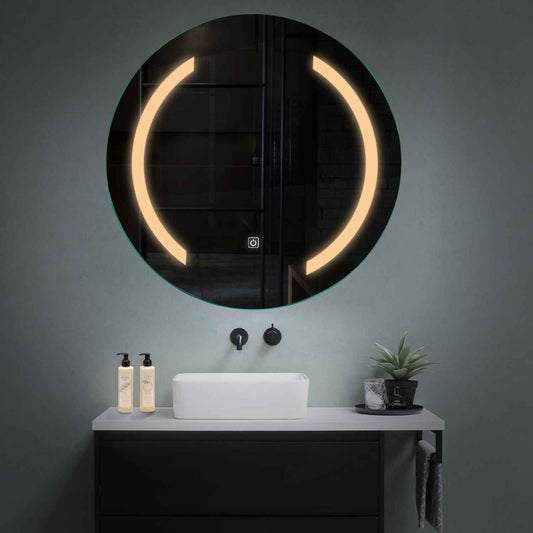 Round LED Mirror | Touch Button | Warm White Light - Reyze Salono Series Model 5