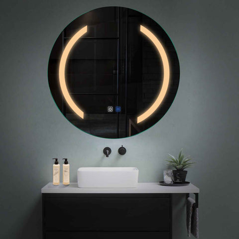 Round LED Mirror | Touch Buttons | Anti-Fog Function | Warm White Light - Reyze Salono Series Model 5