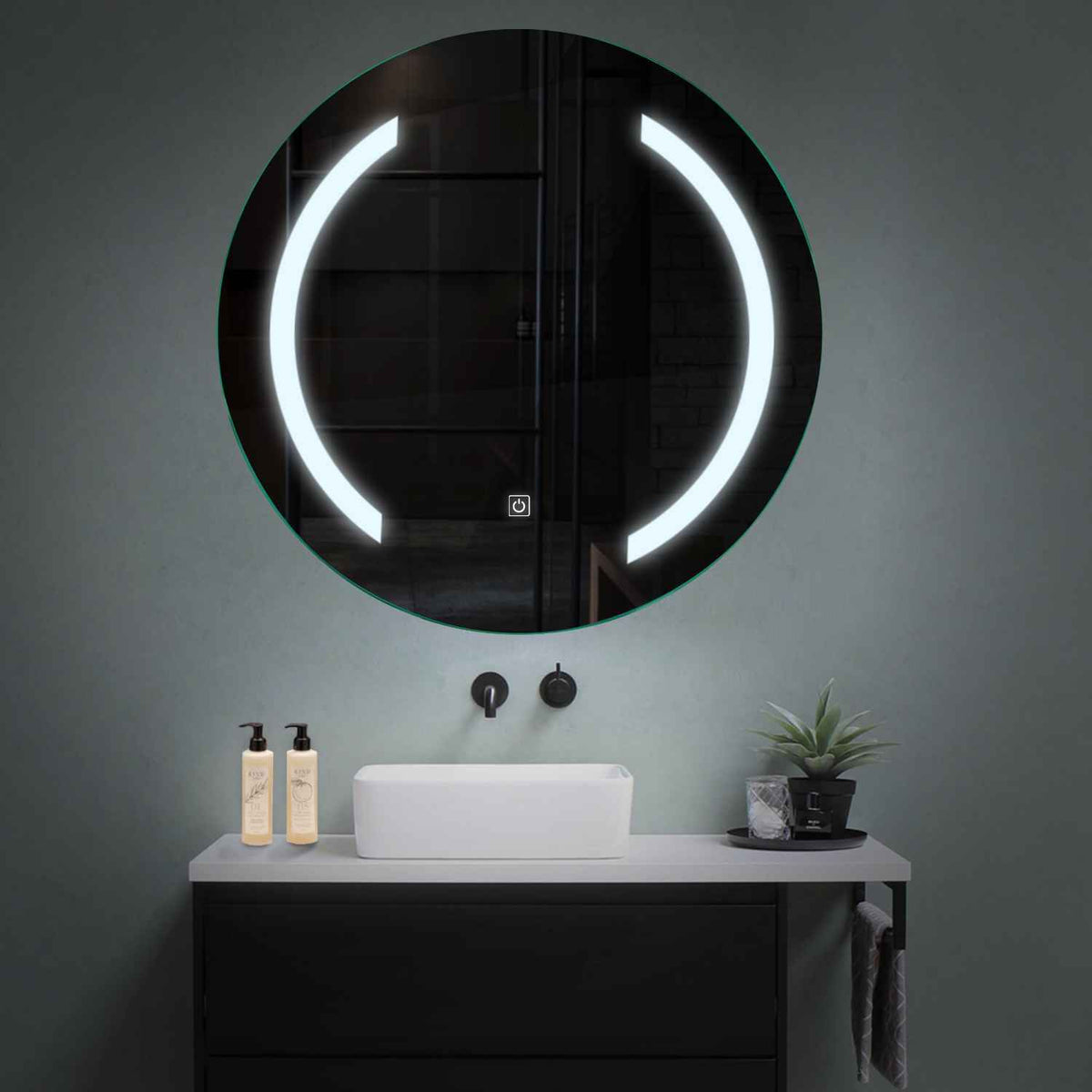 Round LED Mirror | Touch Button | Cool White Light - Reyze Salono Series Model 5