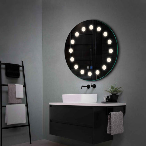Round LED Mirror | Touch Buttons | Anti-Fog Function | Neutral White Light - Reyze Salono Series Model 6