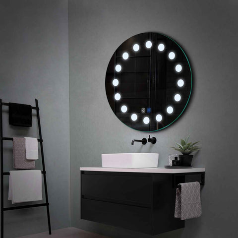 Round LED Mirror | Touch Buttons | Anti-Fog Function | Cool White Light - Reyze Salono Series Model 6