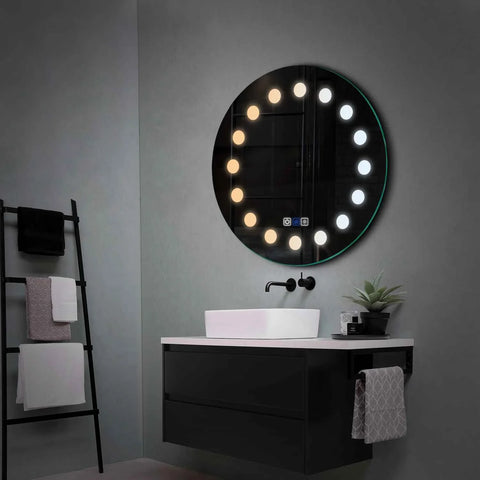 Round LED Mirror | Touch Buttons | Anti-Fog Function | Adjustable Color Temperature - Reyze Salono Series Model 6