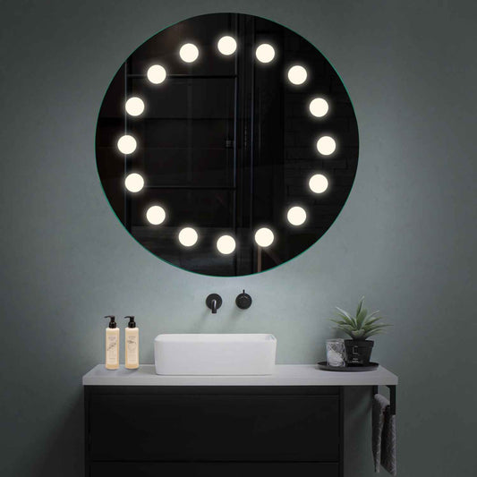 Round LED Mirror | Wall Switch Control | Neutral White Light - Reyze Salono Series Model 6