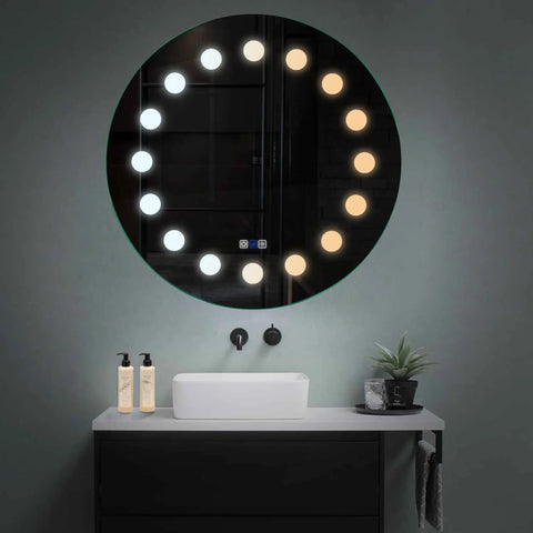 Round LED Mirror | Touch Buttons | Anti-Fog Function | Adjustable Color Temperature - Reyze Salono Series Model 6