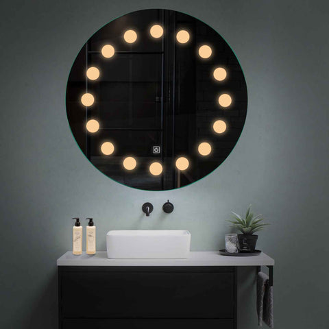 Round LED Mirror | Touch Button | Warm White Light - Reyze Salono Series Model 6