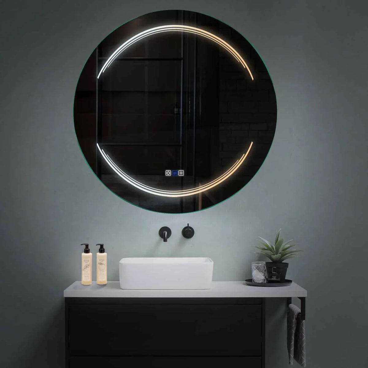 Round LED Mirror | Touch Buttons | Anti-Fog Function | Adjustable Color Temperature - Reyze Salono Series Model 7