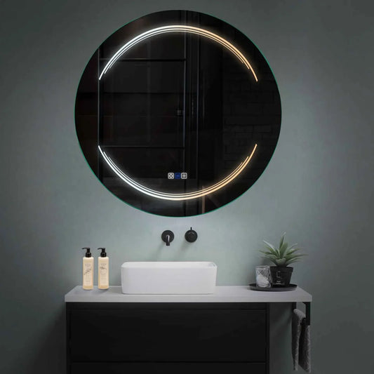 Round LED Mirror | Touch Buttons | Anti-Fog Function | Adjustable Color Temperature - Reyze Salono Series Model 7