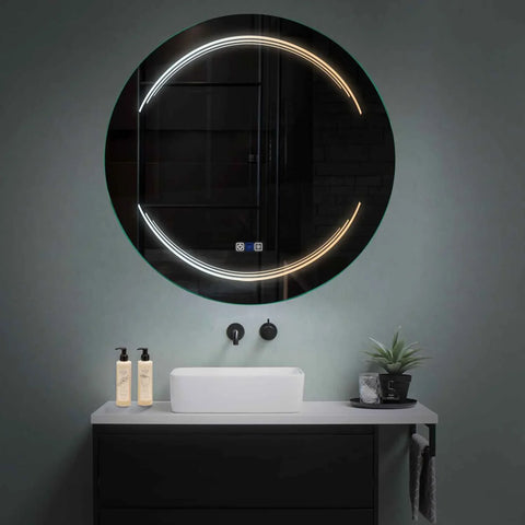 Round LED Mirror | Touch Buttons | Anti-Fog Function | Adjustable Color Temperature - Reyze Salono Series Model 7