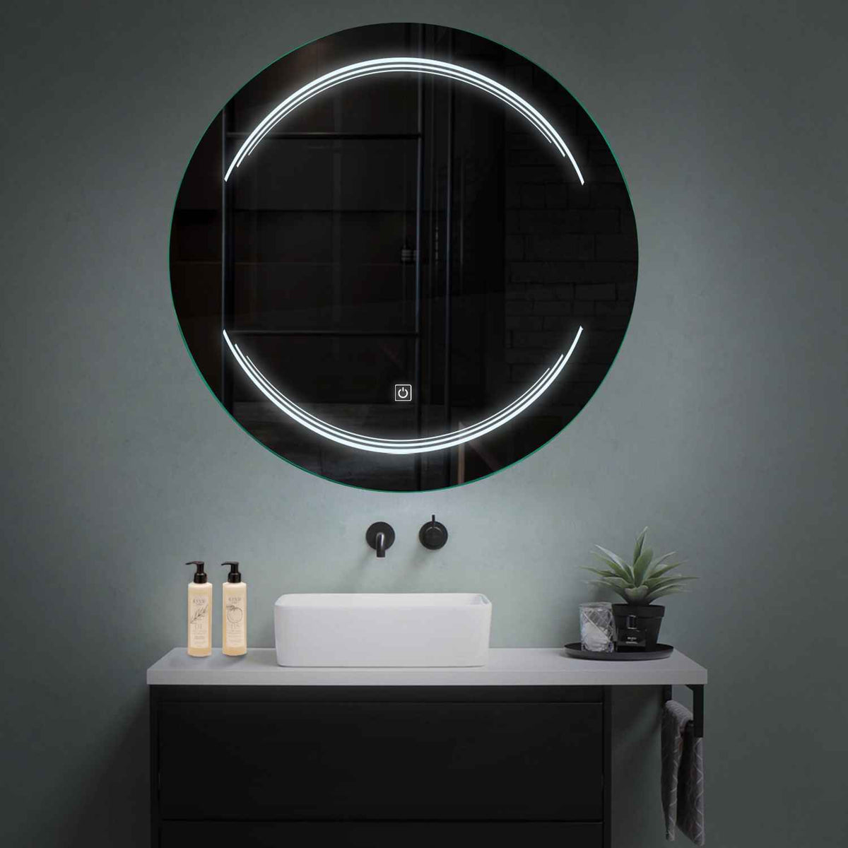 Round LED Mirror | Touch Button | Cool White Light - Reyze Salono Series Model 7