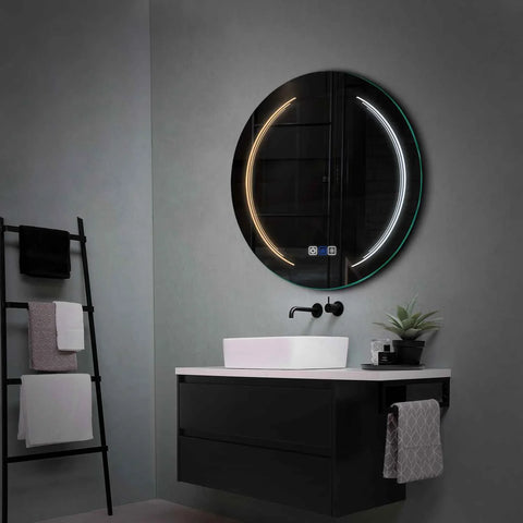 Round LED Mirror | Touch Buttons | Anti-Fog Function | Adjustable Color Temperature - Reyze Salono Series Model 8
