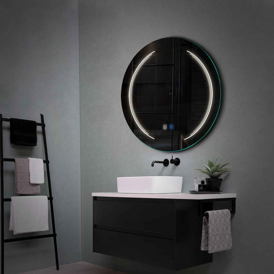 Round LED Mirror | Touch Buttons | Anti-Fog Function | Neutral White Light - Reyze Salono Series Model 8