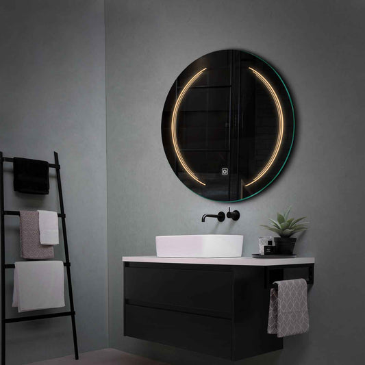 Round LED Mirror | Touch Button | Warm White Light - Reyze Salono Series Model 8