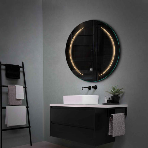 Round LED Mirror | Touch Button | Warm White Light - Reyze Salono Series Model 8