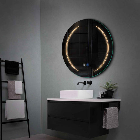 Round LED Mirror | Touch Buttons | Anti-Fog Function | Warm White Light - Reyze Salono Series Model 8