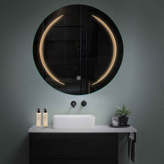 Round LED Mirror | Touch Button | Warm White Light - Reyze Salono Series Model 8