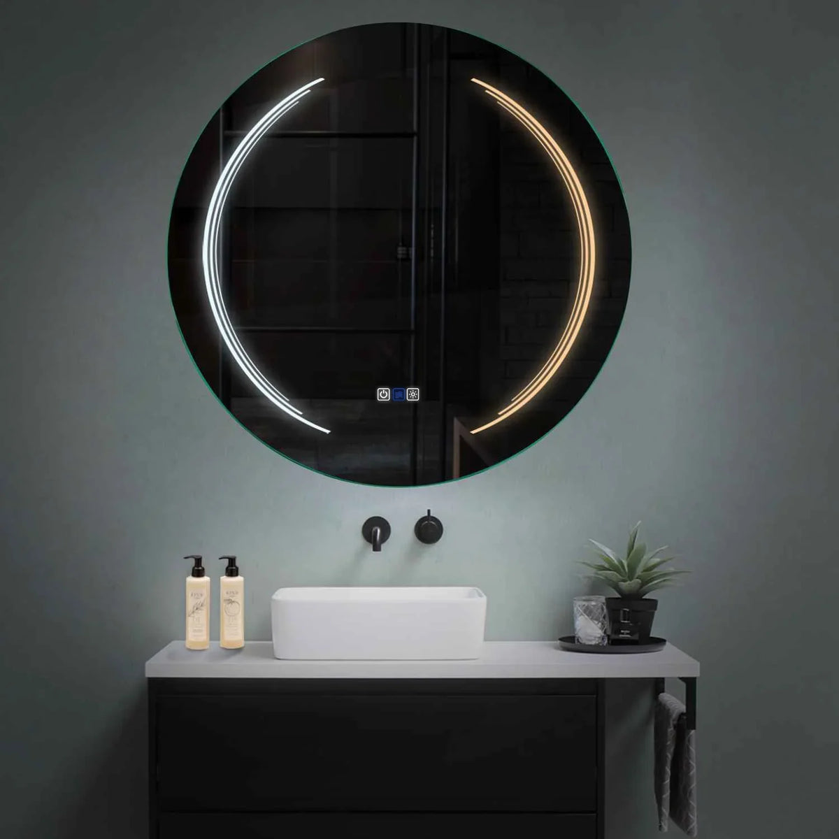 Round LED Mirror | Touch Buttons | Anti-Fog Function | Adjustable Color Temperature - Reyze Salono Series Model 8