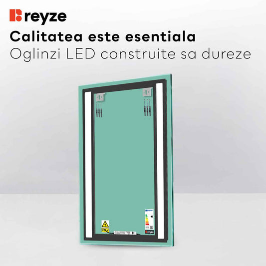 Vertical LED Mirror | Wall Switch Control | Neutral White Light - Reyze Salono Series Model 8