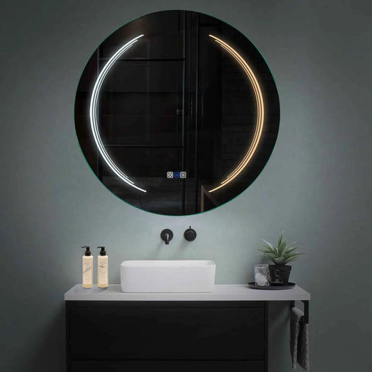 Round LED Mirror | Touch Buttons | Anti-Fog Function | Adjustable Color Temperature - Reyze Salono Series Model 8