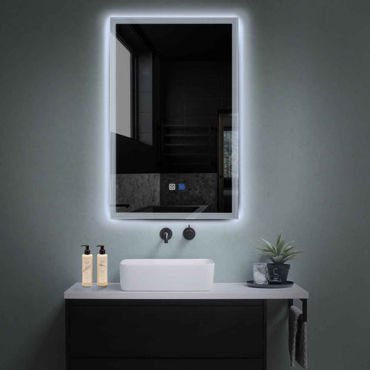 Vertical LED Mirror | Touch Buttons | Anti-Fog Function | Cool White Light - Reyze Edge Series Model 1